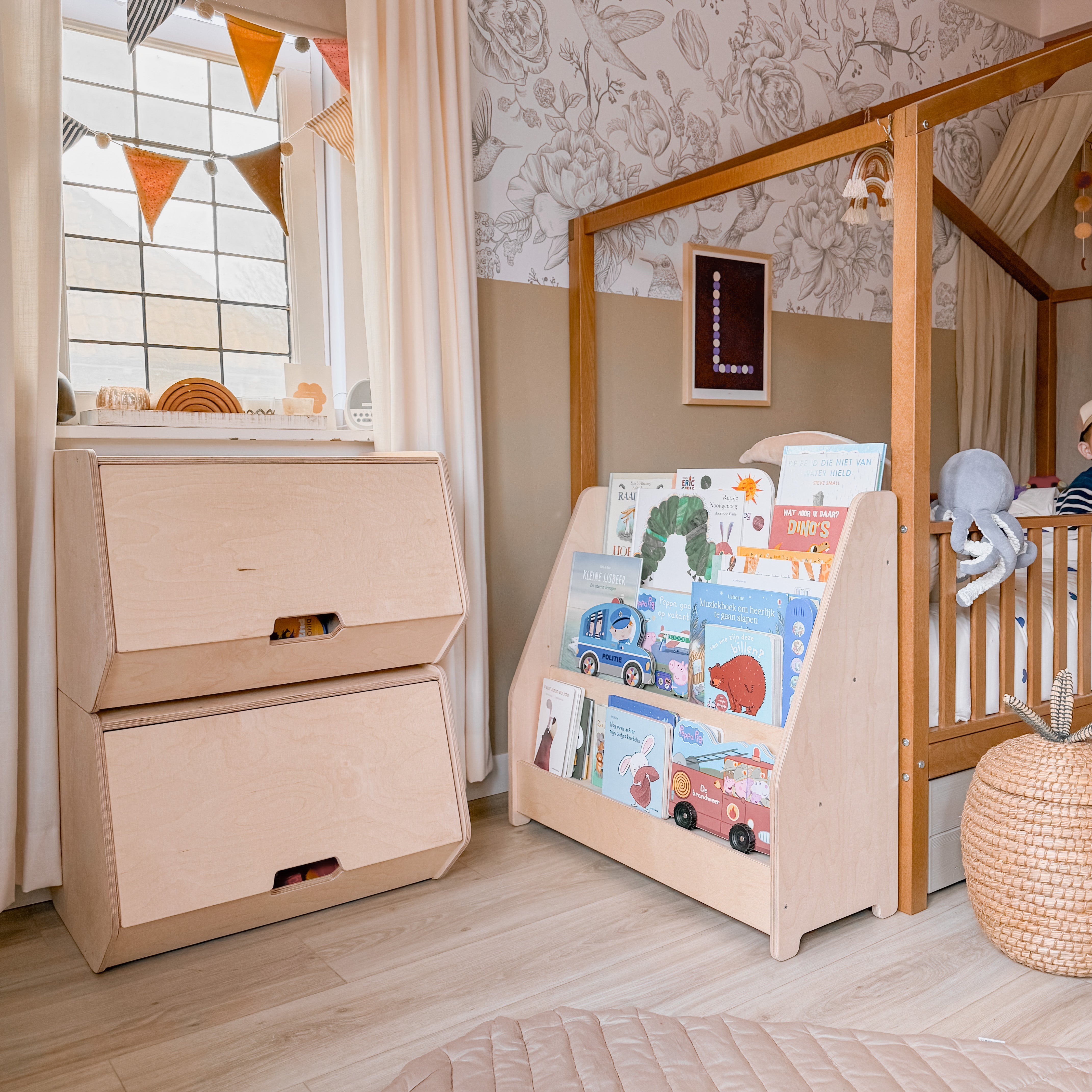 Stowie coffre de rangement empilable | Couvercle rétractable - naturel