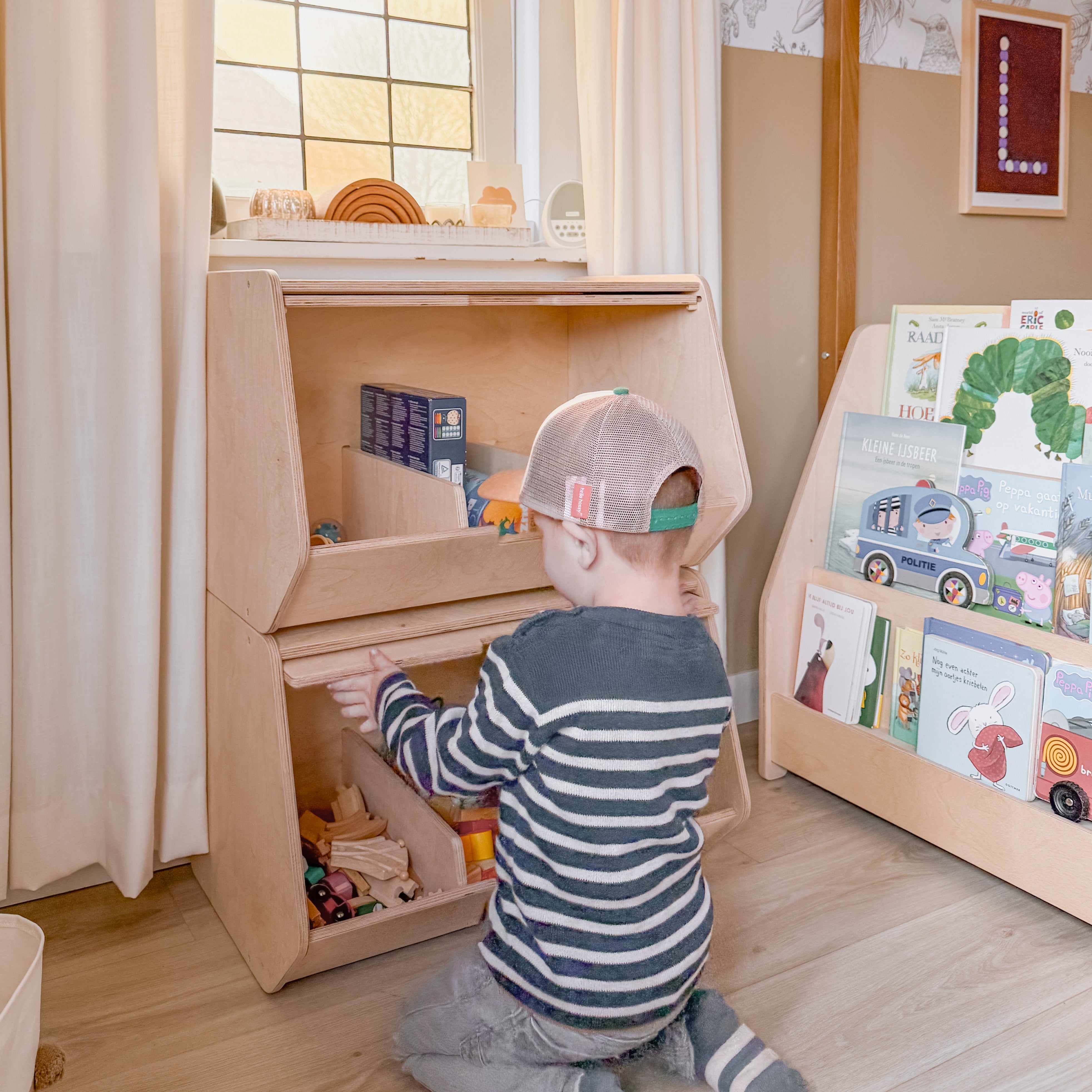 Stowie coffre de rangement empilable | Couvercle rétractable - naturel