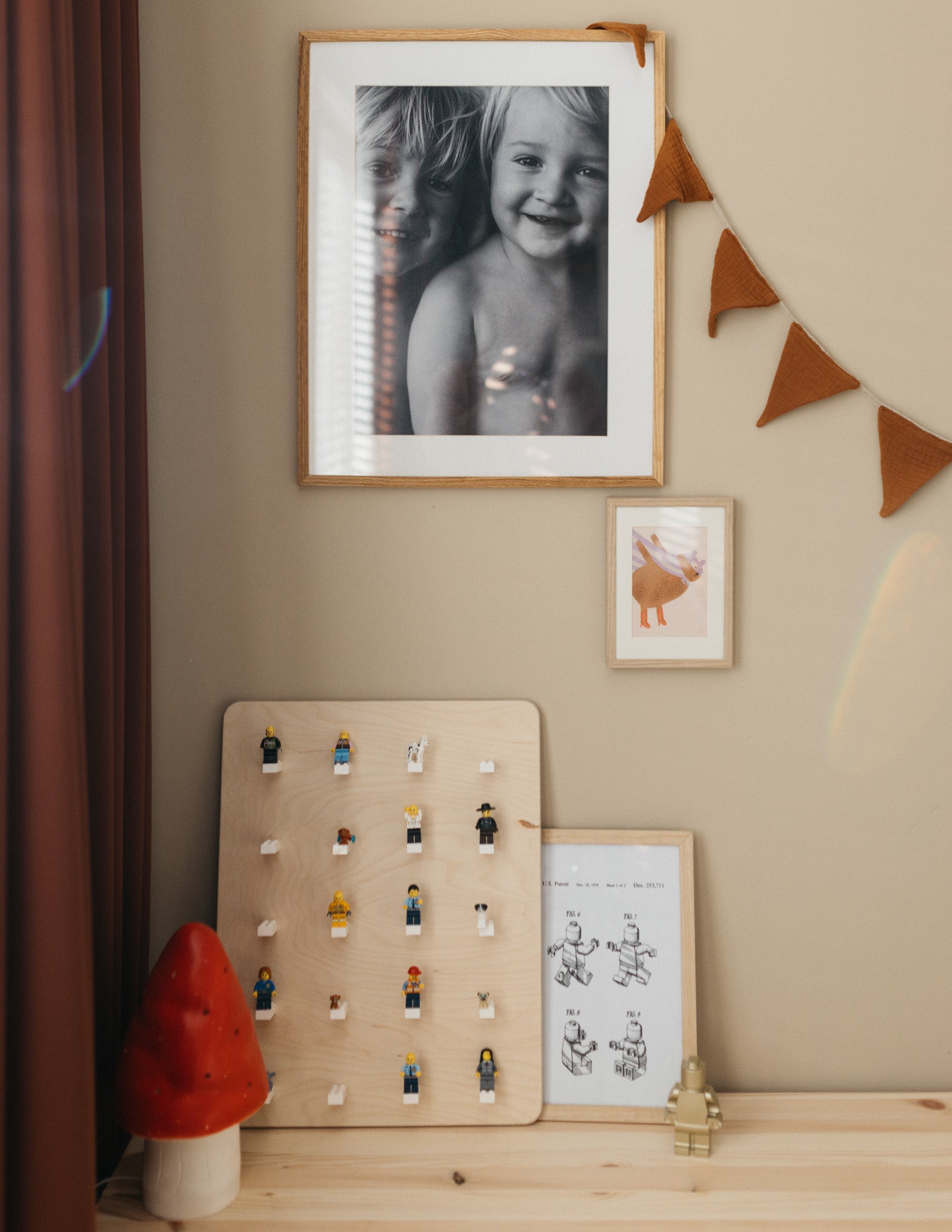 Tableau mural en bois chambre d'enfant | Tableau Lego - naturel - toddie.fr