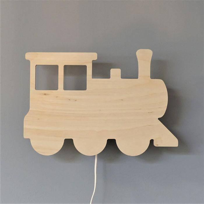 Houten wandlamp kinderkamer | Trein - Locomotief - toddie.nl