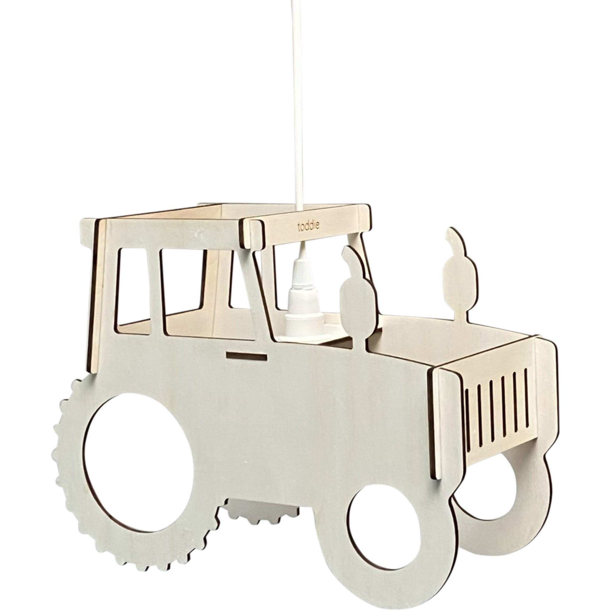 Lampe suspendue en bois chambre d'enfant | Tracteur - naturel