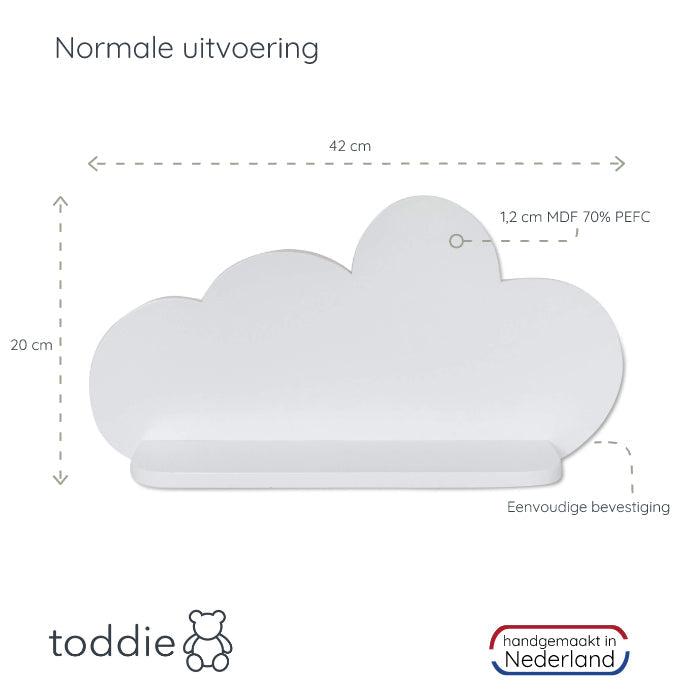 Set à 2 stk Witte houten wandplanken wolk, planken kinderkamer | Wolkie - toddie.nl