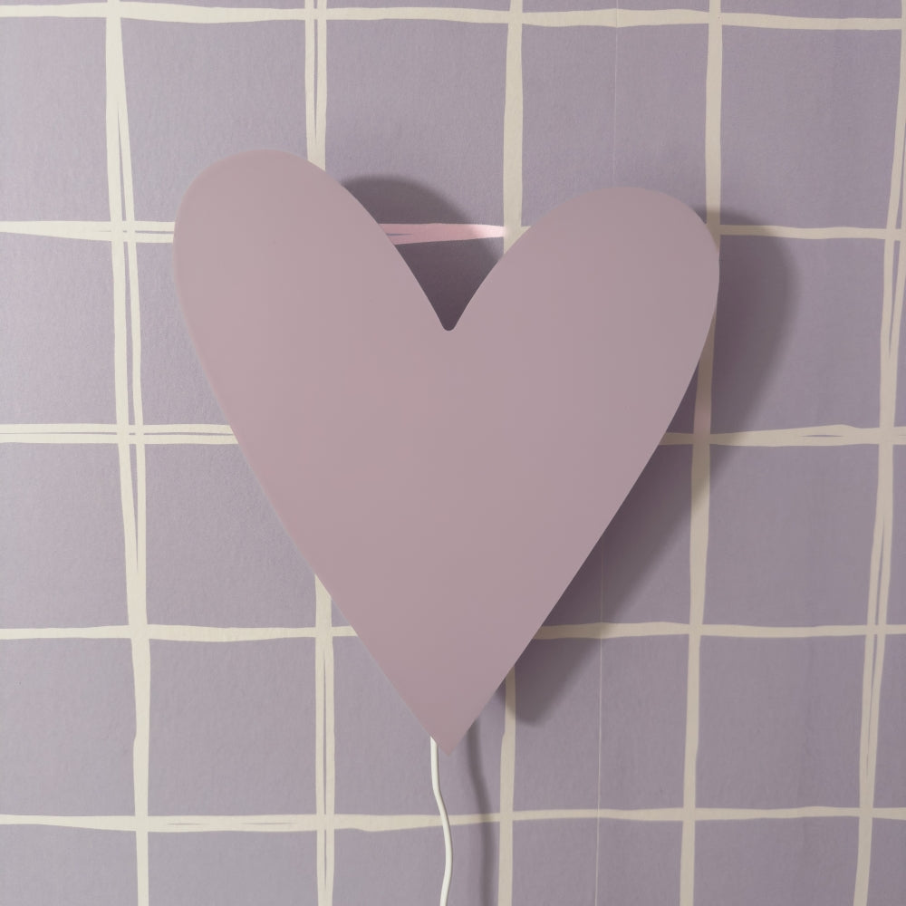 Applique murale en bois chambre d'enfant | Cœur - lilas