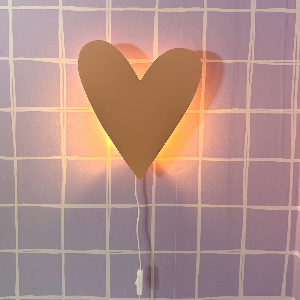 Applique murale en bois chambre d'enfant | Cœur - pêche