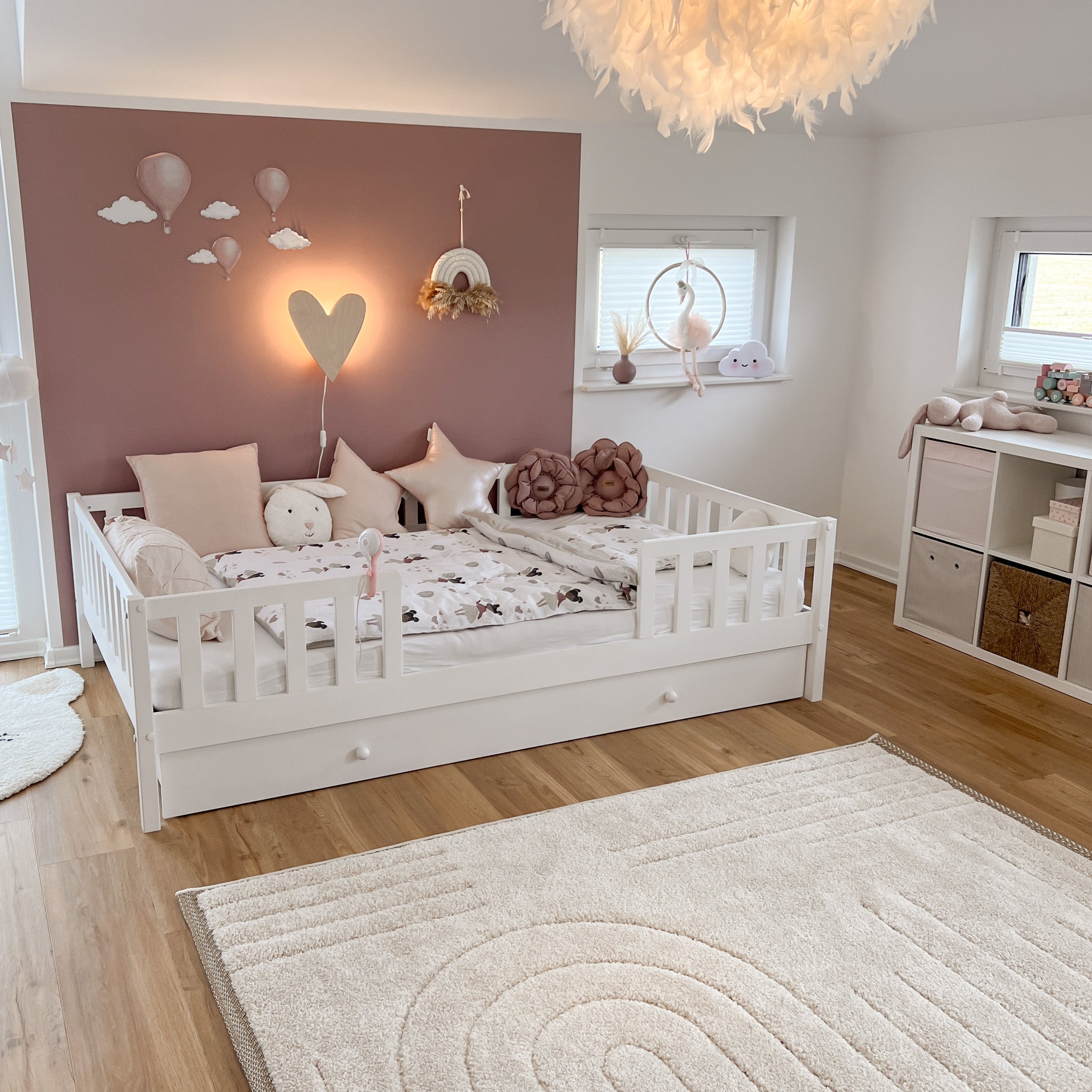 Houten wandlamp kinderkamer | Hart - blank - toddie.nl