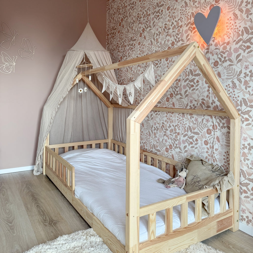 Applique murale en bois chambre d'enfant | Cœur - lilas