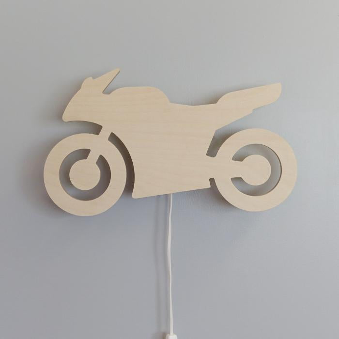 Houten wandlamp kinderkamer | Motor - blank - toddie.nl ®