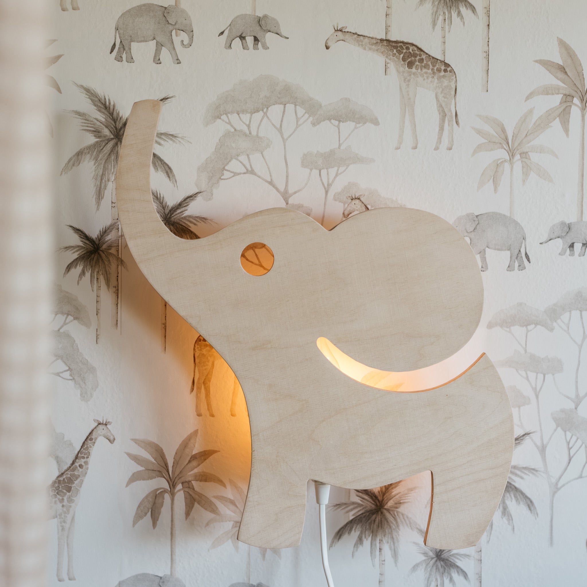 Applique murale en bois chambre d'enfant | Éléphant - naturel - toddie.fr