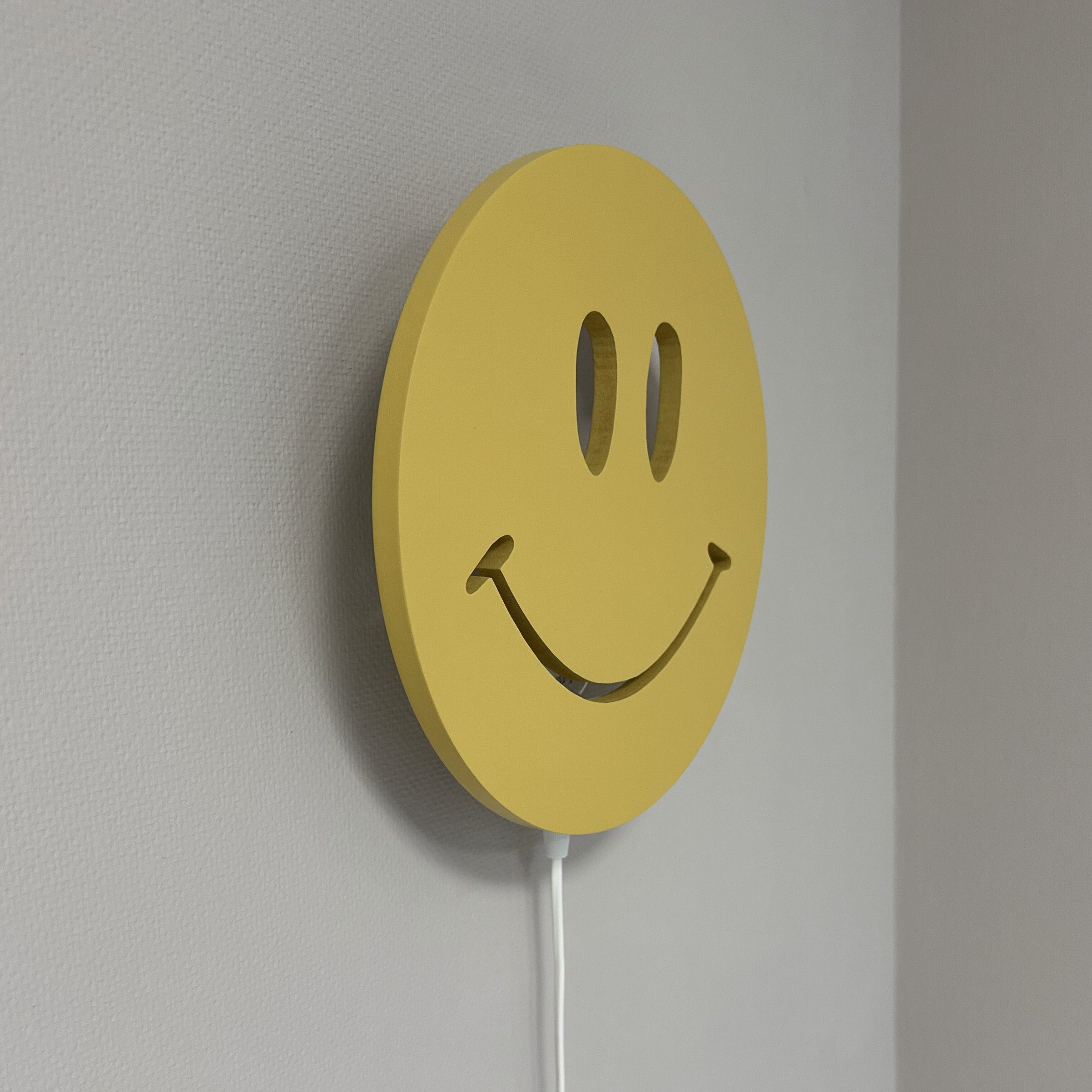 Applique murale en bois chambre d'enfant | Smiley - jaune