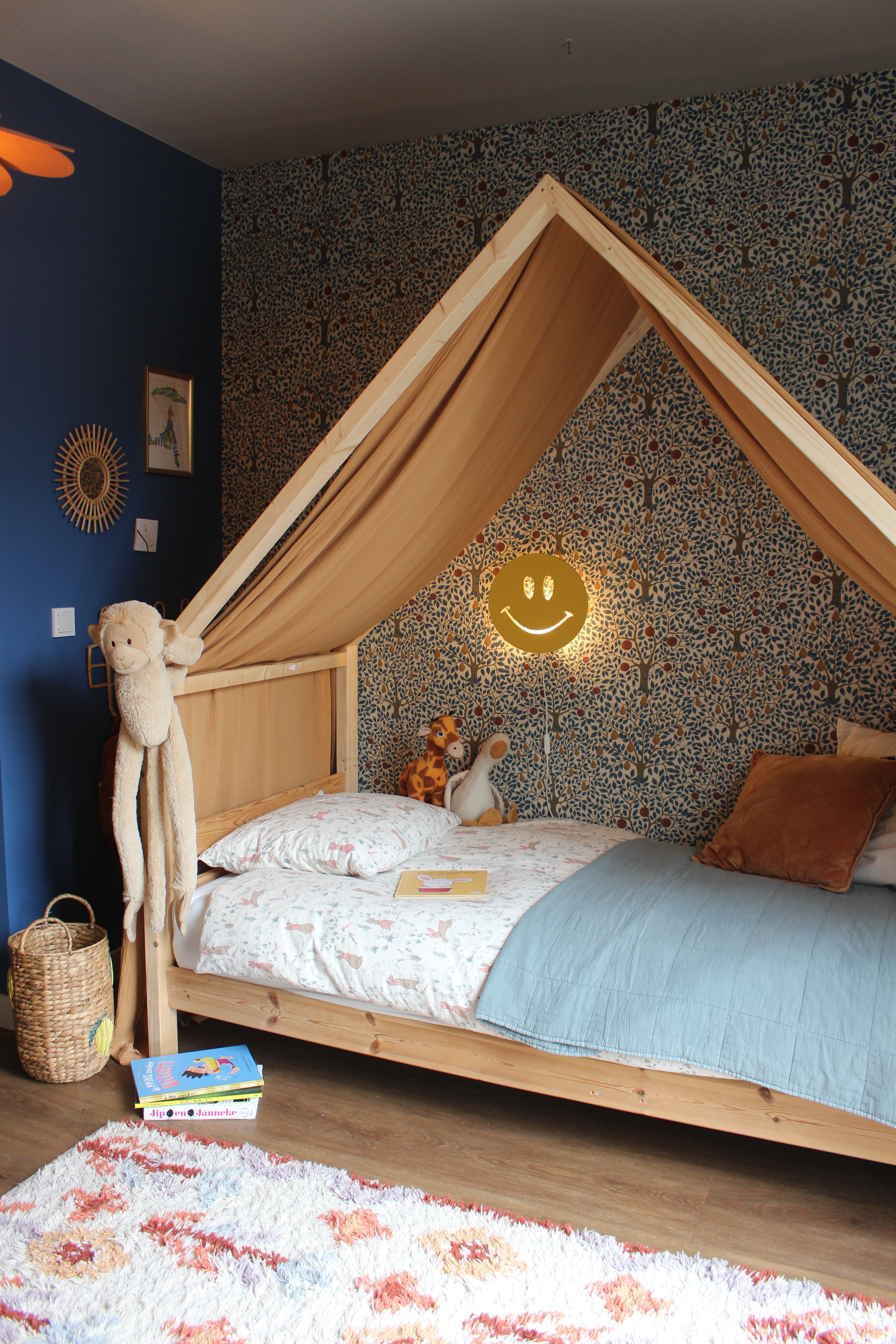 Applique murale en bois chambre d'enfant | Smiley - jaune