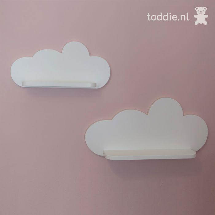 Witte houten wandplank wolk, plank kinderkamer | Wolkie - toddie.nl