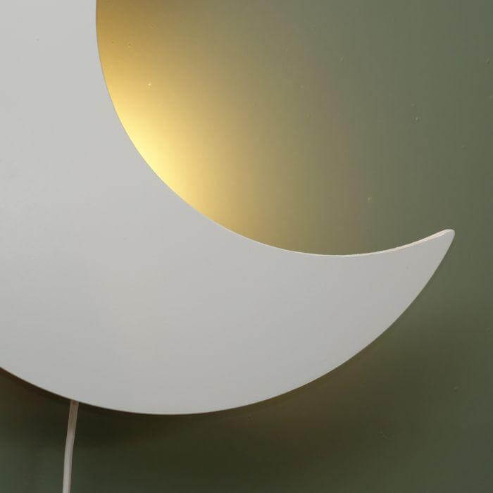 Houten wandlamp kinderkamer | Maan - wit - toddie.nl