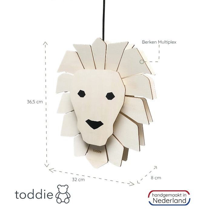 Lampe suspendue en bois chambre d'enfant | Lion - naturel - toddie.fr