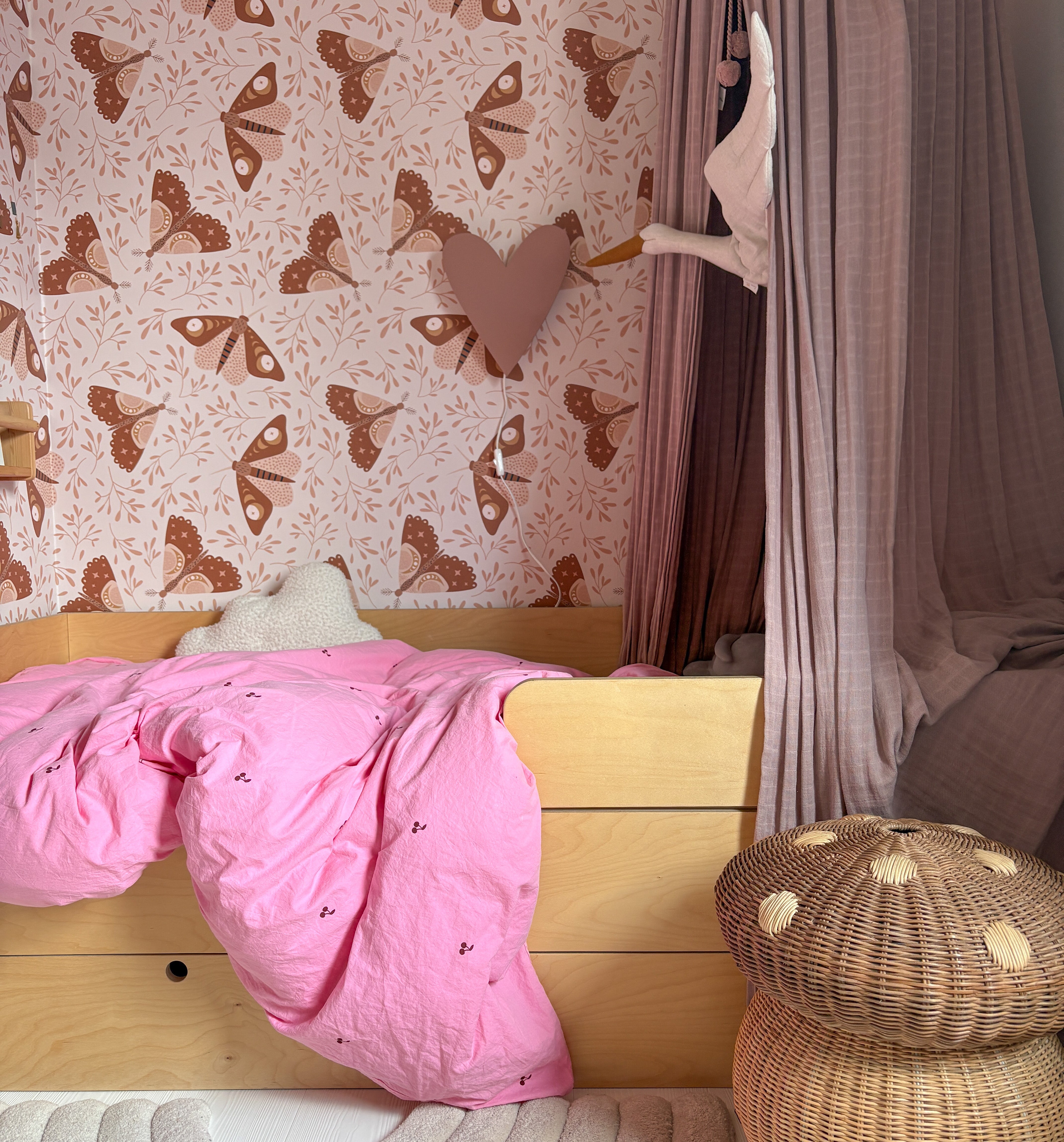 Houten wandlamp kinderkamer | Hart - terra roze - toddie.nl ®