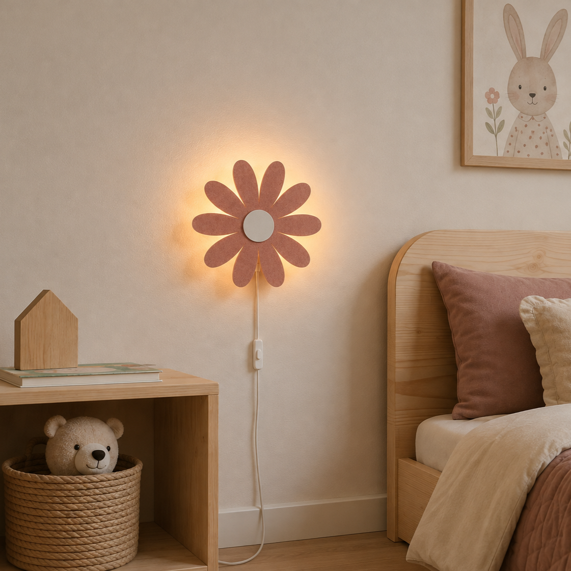 Applique murale en feutre pour chambre d'enfant | Madelief - rose