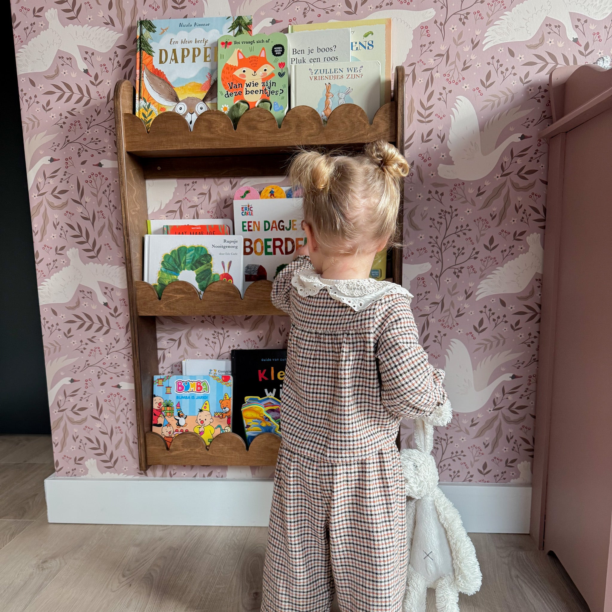 Bubble Montessori boekenrek kinderkamer | 3 planken - Wengé - toddie.nl ®