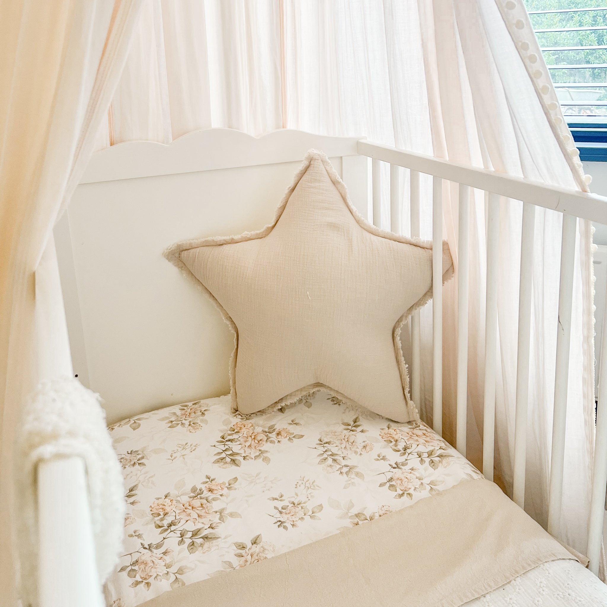 Sierkussen kinderkamer | Ster - mousseline beige - toddie.fr