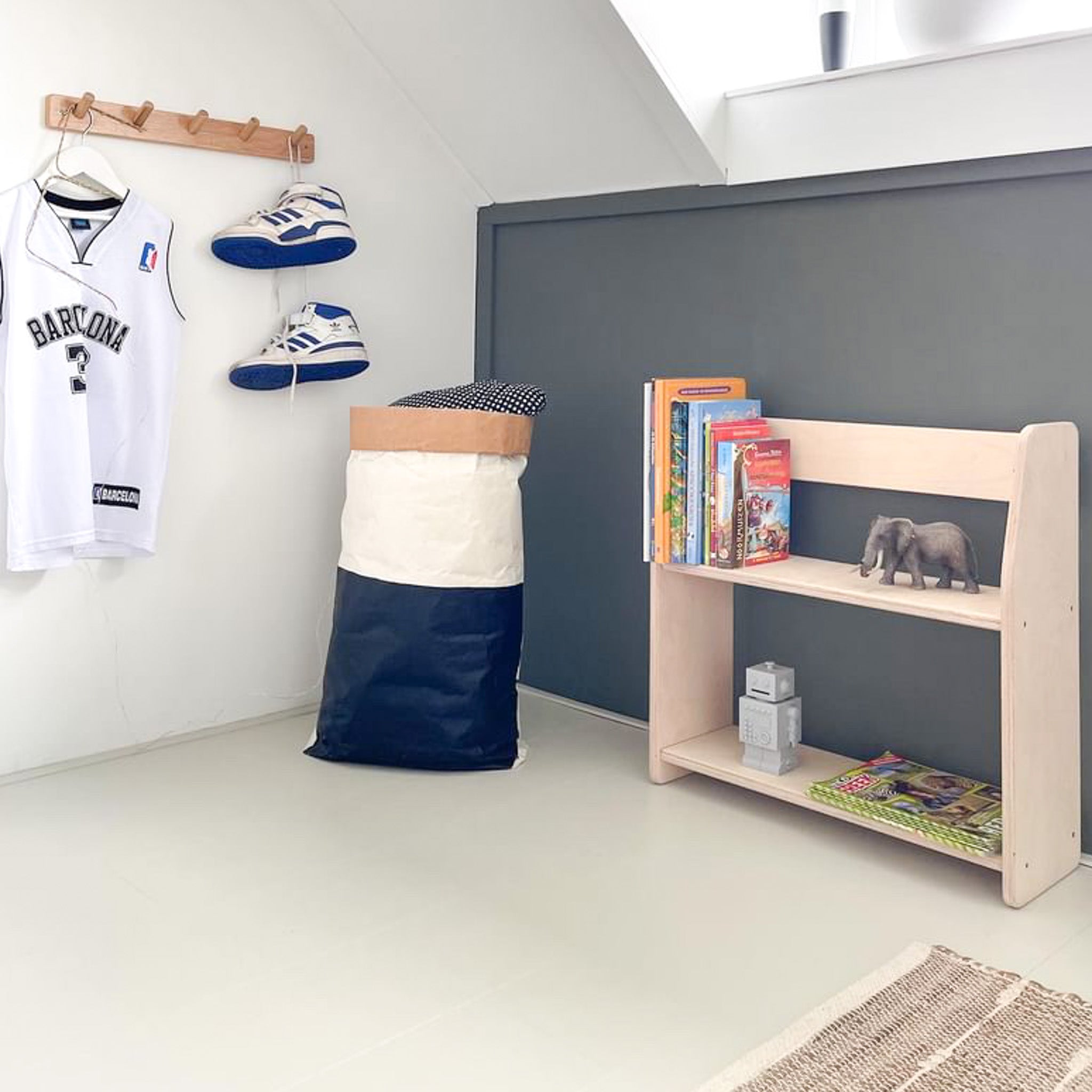 Montessori armoire murale ouverte chambre d'enfant | 2 étagères - naturel - toddie.fr