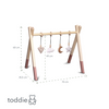 Portique bébé en bois rose, avec suspentes nature, bois solide en forme de tipi - toddie.fr