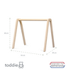 Portique bébé en bois brut | Arche en bois massif - suspensions en animaux de la forêt - toddie.fr
