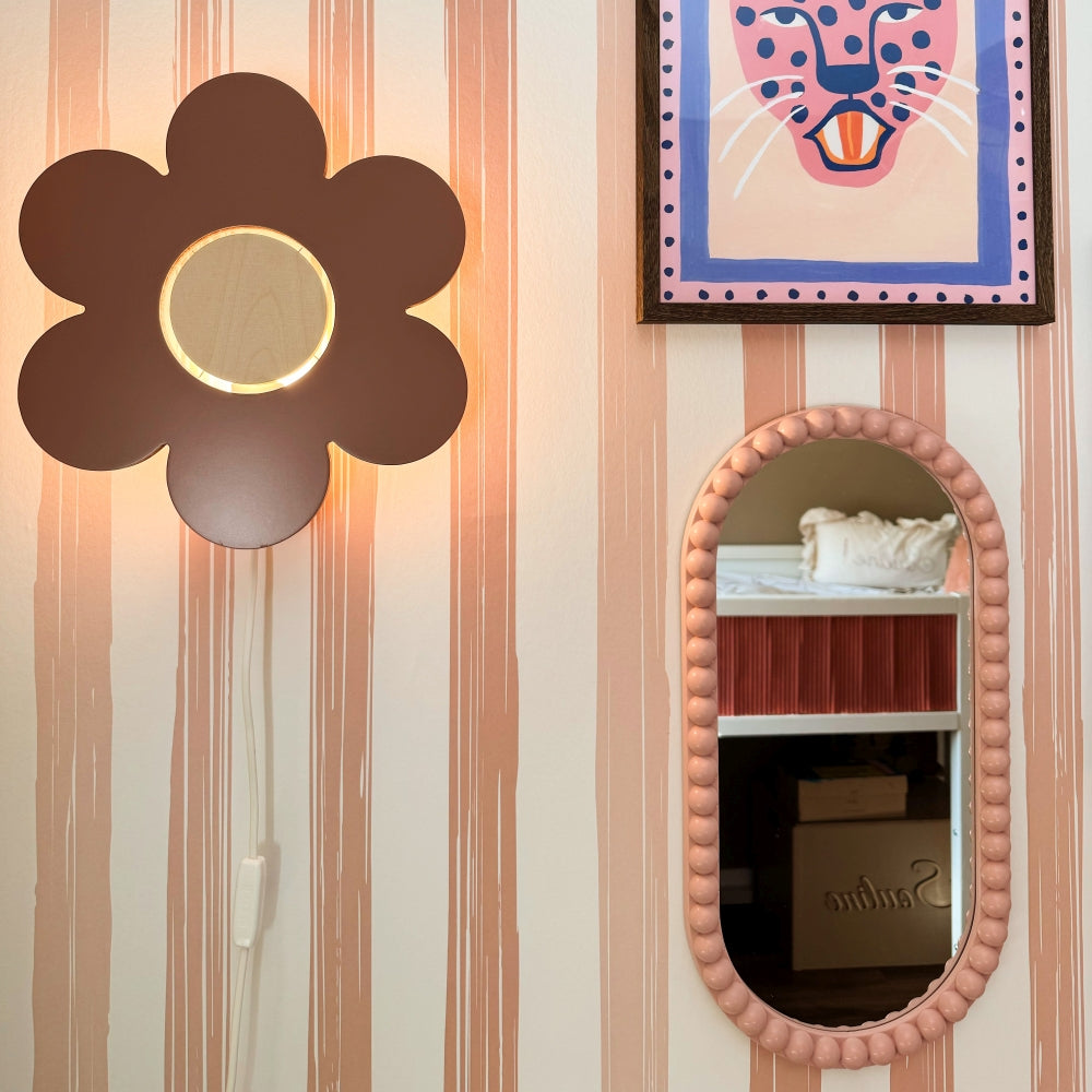 Applique murale en bois chambre d'enfant | Fleur - terre rose