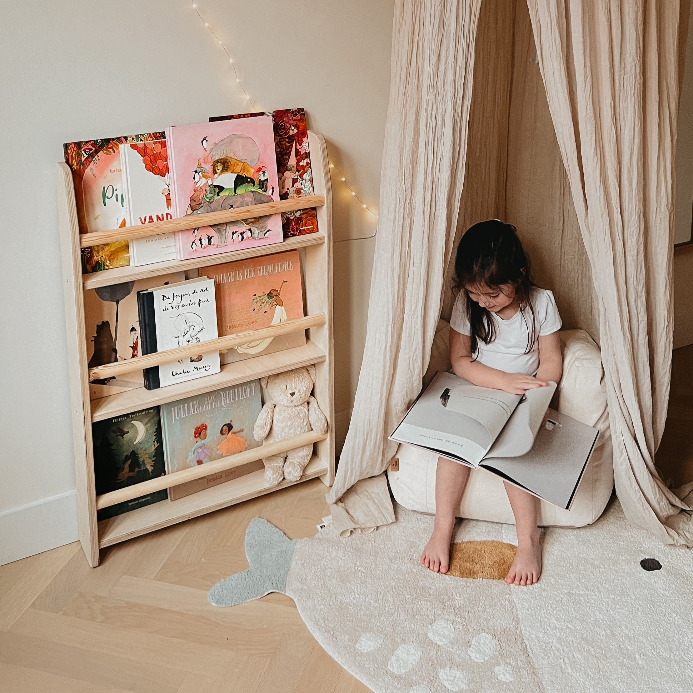 Montessori étagère à livres chambre d'enfant | 3 étagères - naturel - toddie.fr