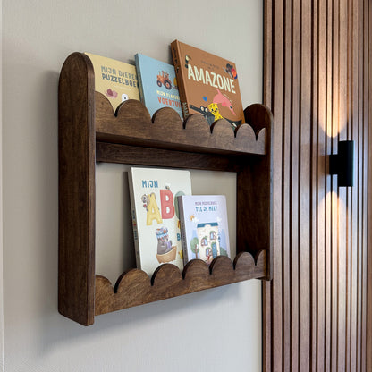Bubble Montessori boekenrek kinderkamer | 2 planken - wengé gebeitst - toddie.nl ®