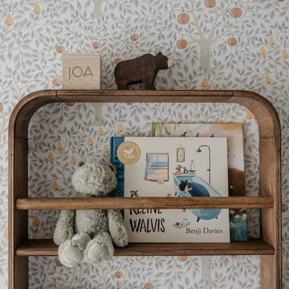 Novie montessori rond boekenrek kinderkamer | 2 planken - Wengé gebeitst - toddie.nl ®