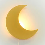 Applique murale en bois chambre d'enfant | Lune - jaune