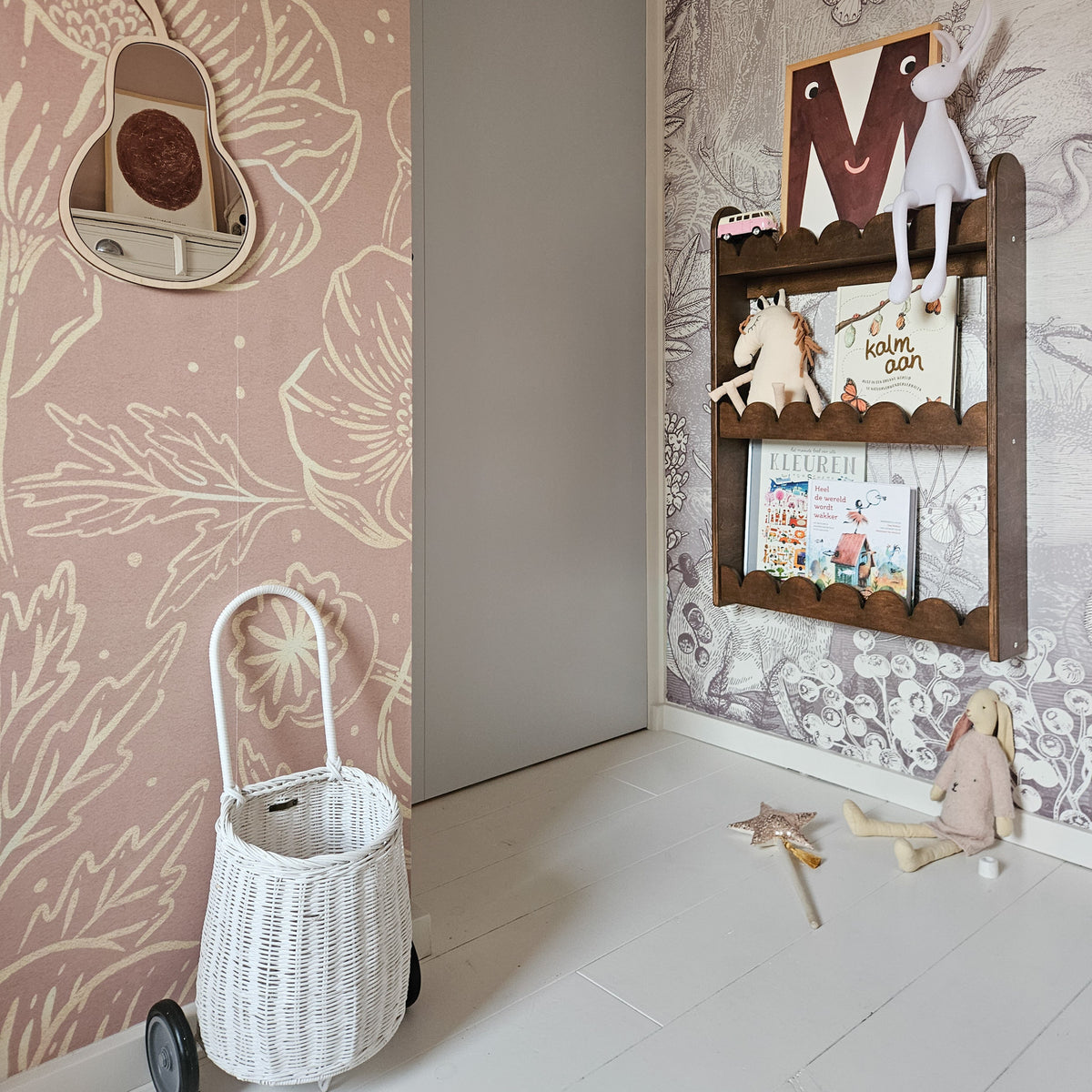 Bibliothèque murale enfant Montessori | Bubble, 3 étagères - Wengé