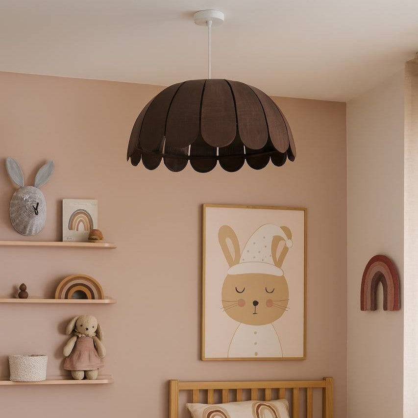 Houten hanglamp kinderkamer | Bubble Wengé (Walnut) - toddie.nl ®