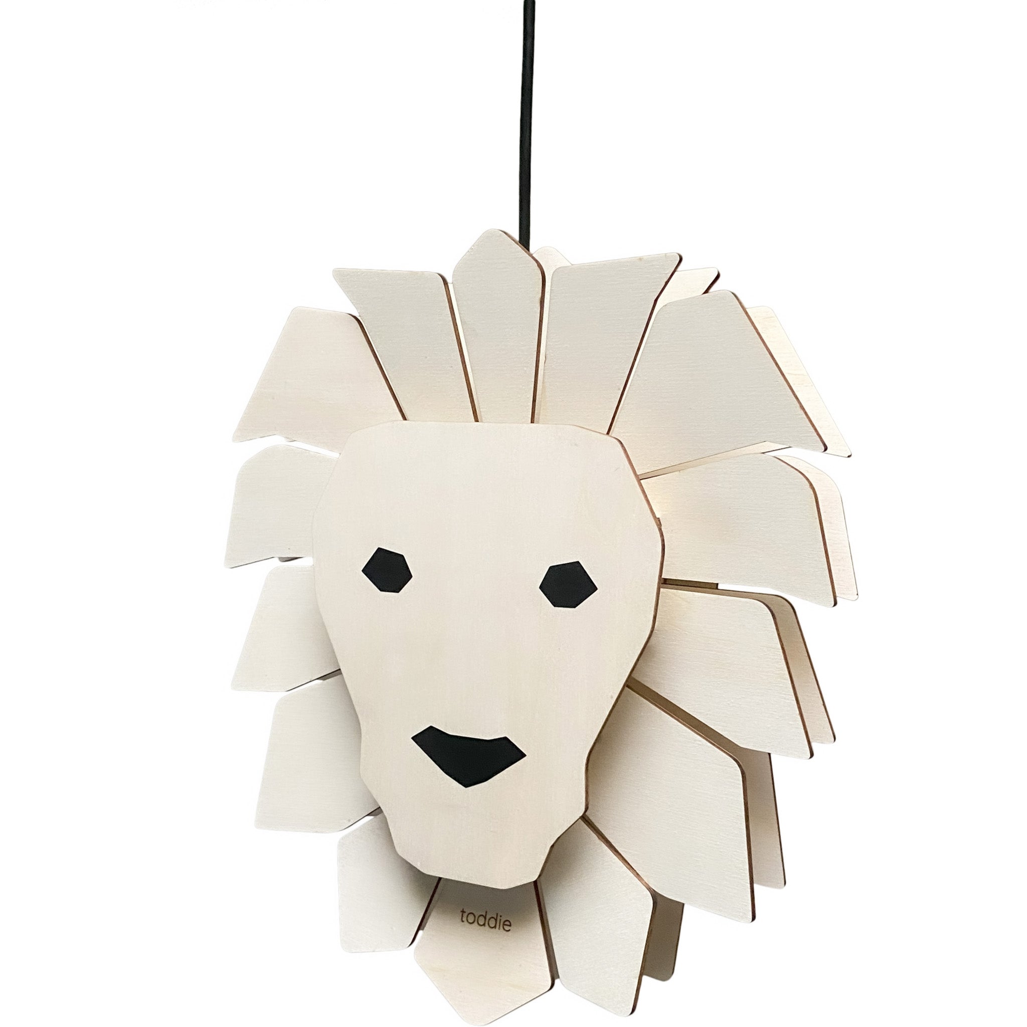 Lampe suspendue en bois chambre d'enfant | Lion - naturel - toddie.fr