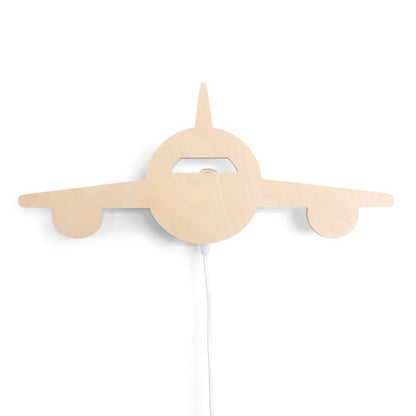 Houten wandlamp kinderkamer | Vliegtuig - blank - toddie.nl ®