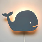 Applique murale en bois chambre d'enfant | Baleine - denim drift