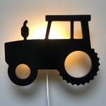 Applique murale en bois chambre d'enfant | Tracteur - noir
