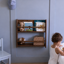Bibliothèque murale enfant Montessori | Shelfie, 2 étagères - teintée Wengé