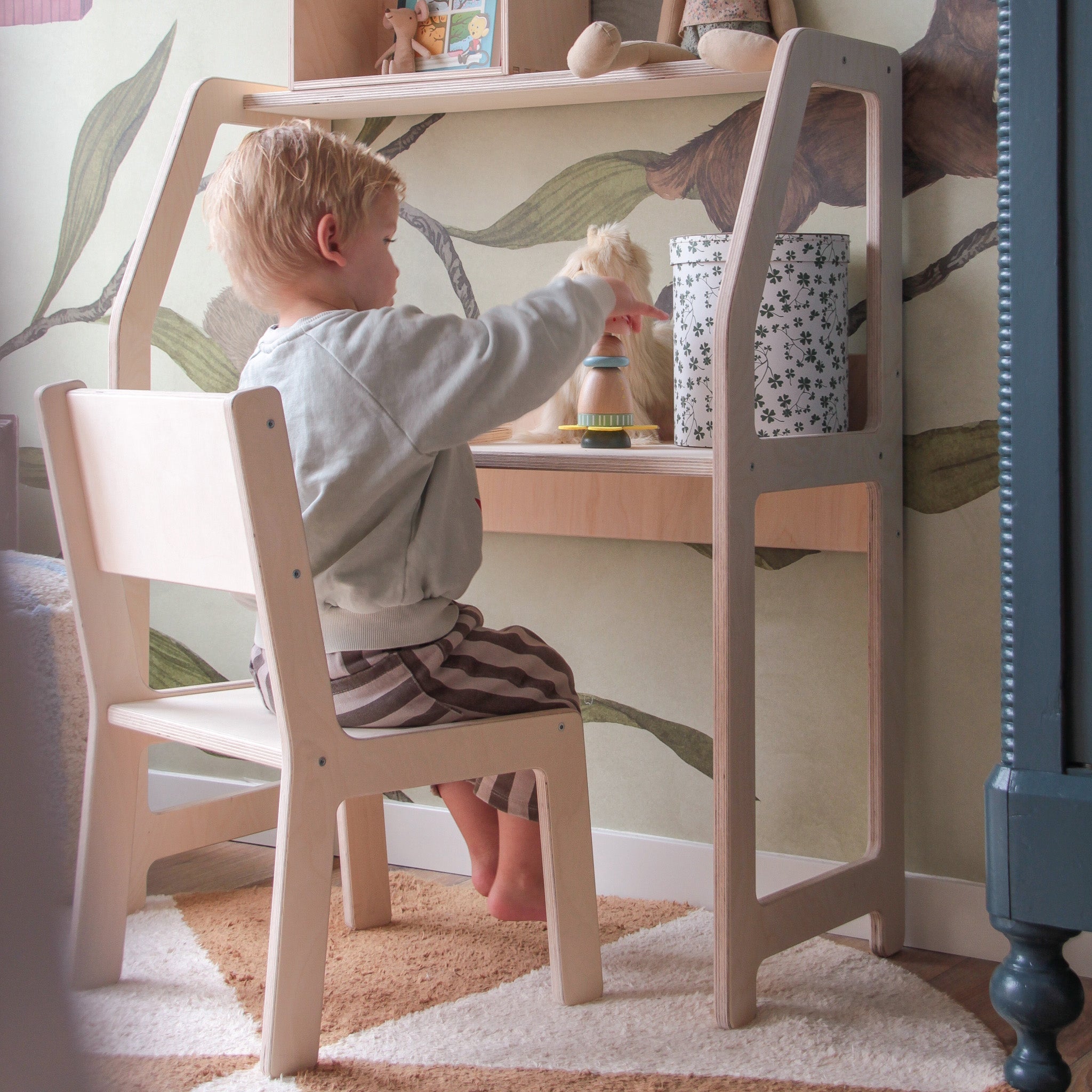 Montessori bureau en bois chambre d'enfant 2-7 ans - naturel