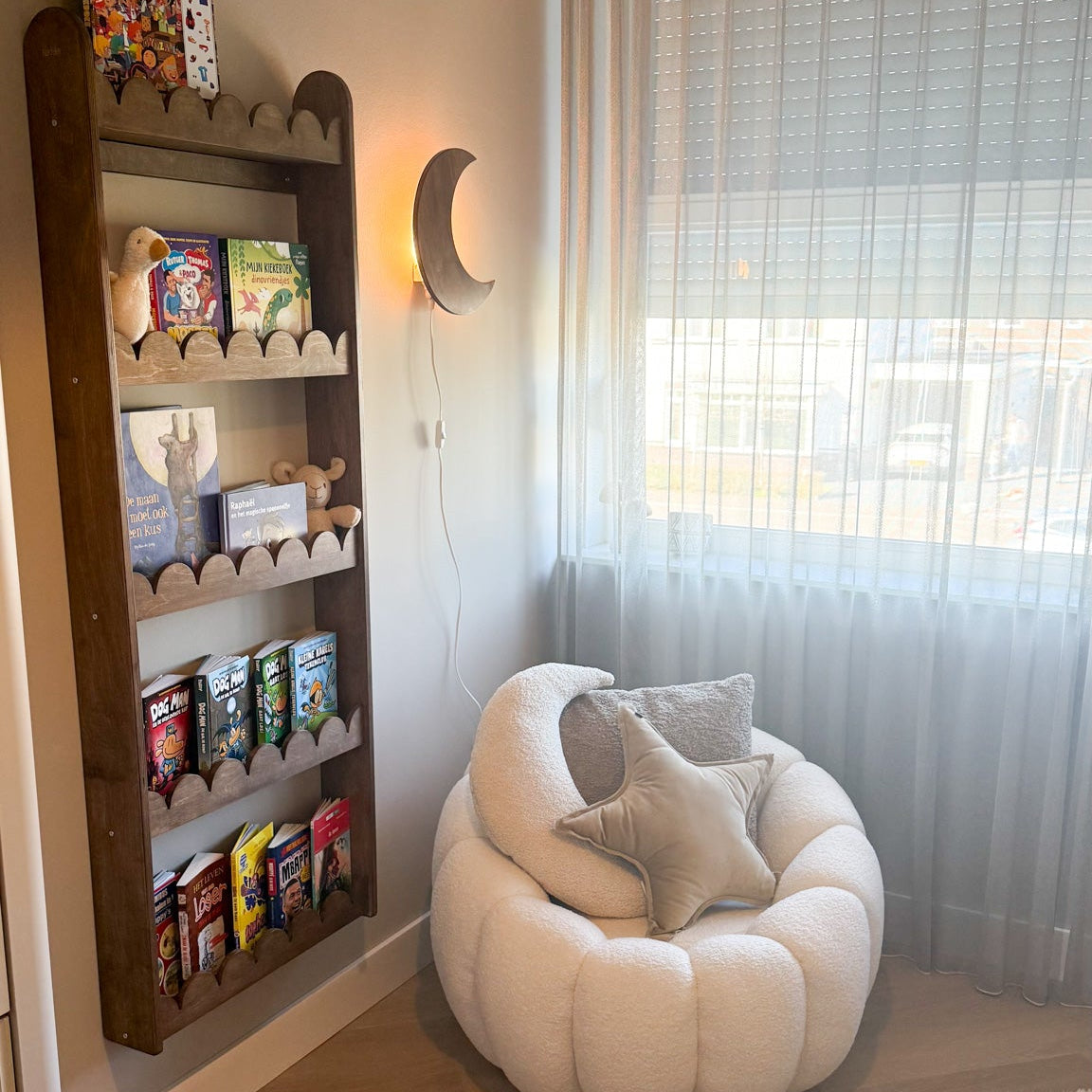Bubble Montessori étagère à livres chambre d’enfant | 5 étagères - Wengé - toddie.fr