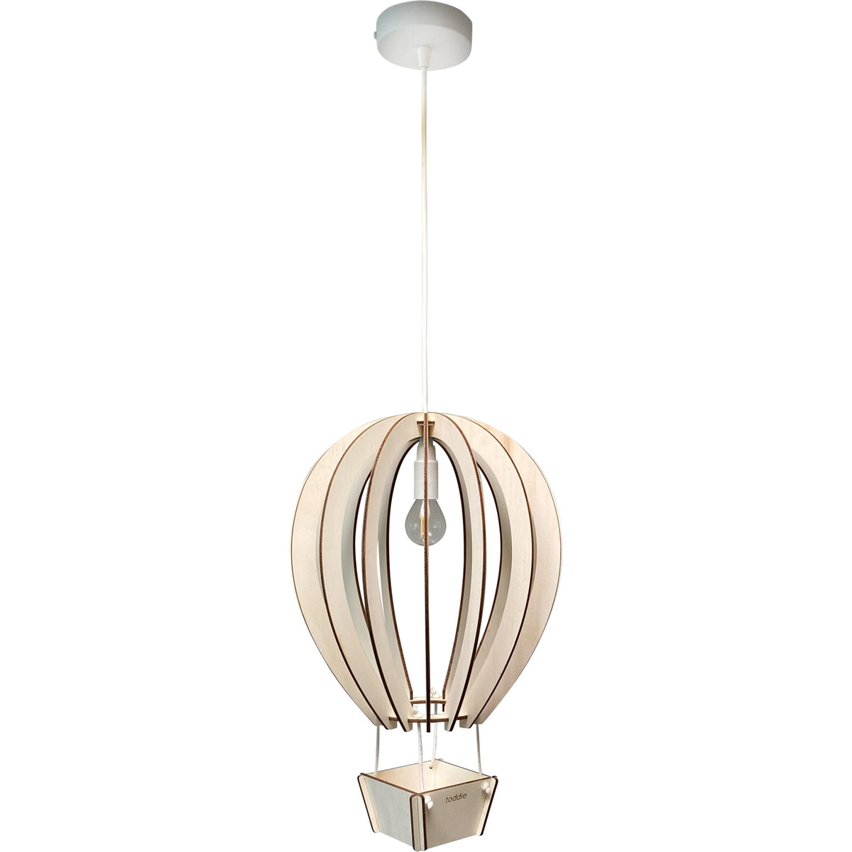 Houten hanglamp kinderkamer | Luchtballon - blank - toddie.nl ®