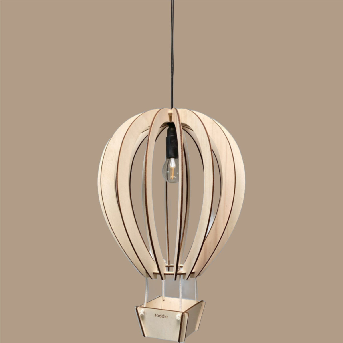 Houten hanglamp kinderkamer | Luchtballon - blank - toddie.nl ®