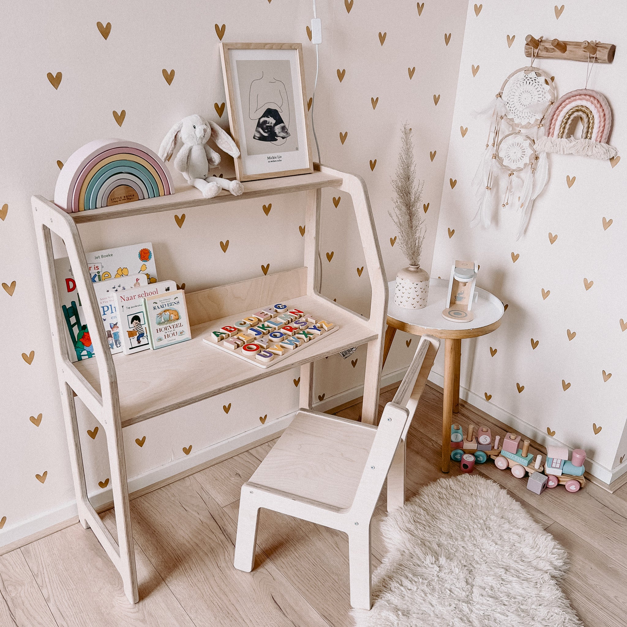 Bureau Montessori chambre d'enfant 2-7 ans | Avec chaise - naturel - toddie.fr