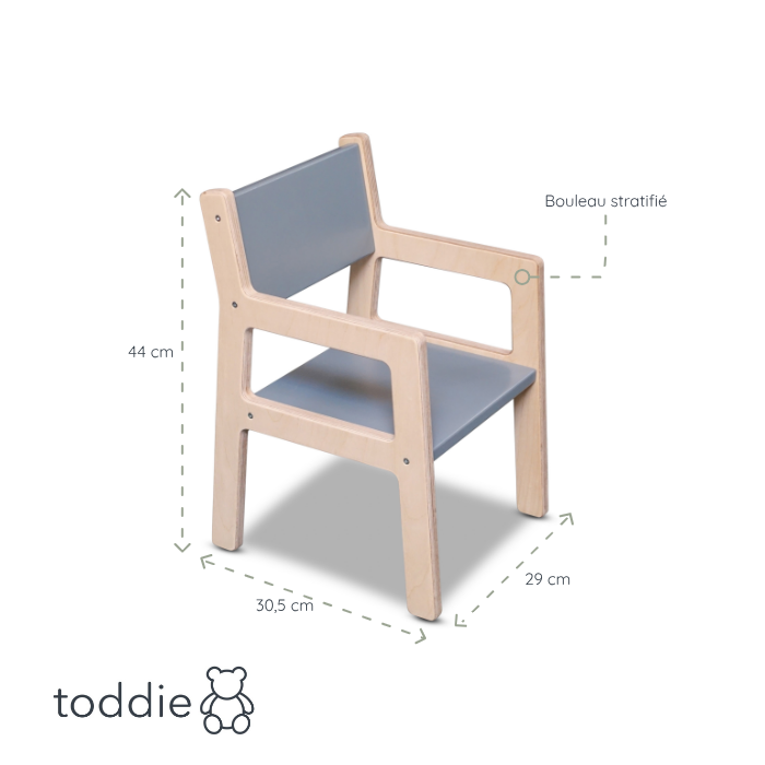 Chaise enfant en bois - 1à 4 ans | Denim drift - toddie.fr