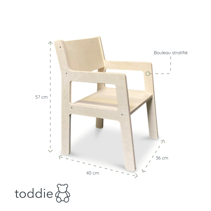 Chaise bois pour enfant 4-7 ans, chaise pour enfant - toddie.fr