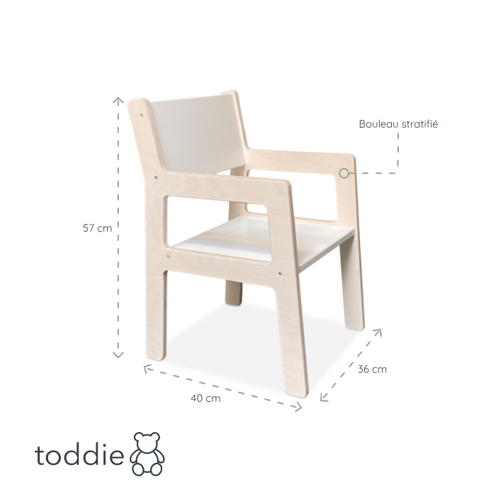 Chaise bois pour enfant 4-7 ans, chaise enfant | blanche - toddie.fr