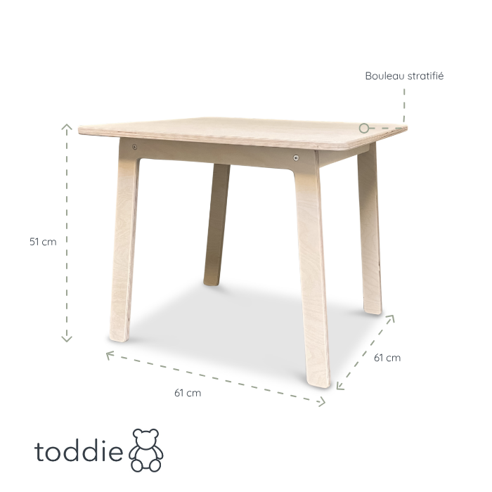 Table en bois pour enfant 4-7 ans - blanc - toddie.fr