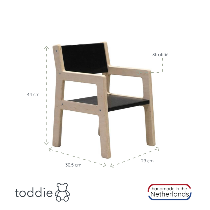 Set de meubles enfants en bois 1 à 4 ans | Noire | table + 2 chaises - toddie.fr