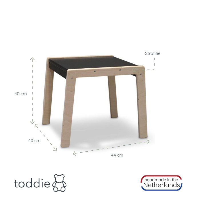 Set de meubles enfants en bois 1 à 4 ans | Noire | table + 2 chaises - toddie.fr