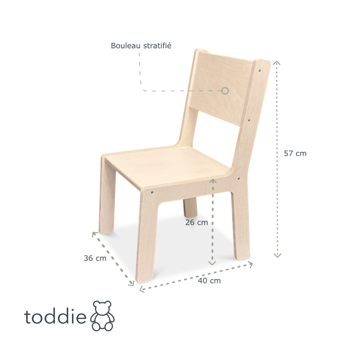 Chaise bois pour enfant 2-7 ans | Chaise enfant - naturel - toddie.fr