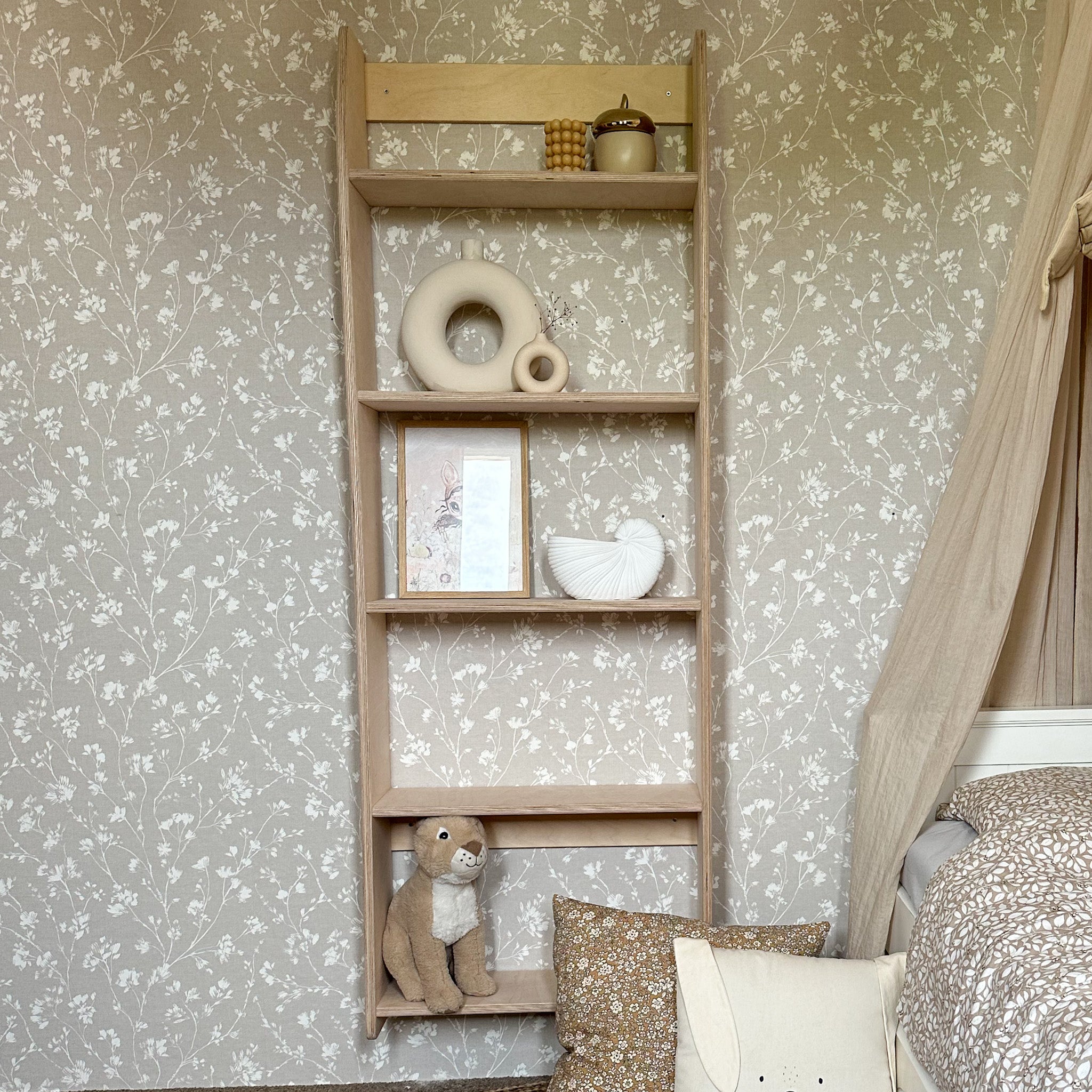 Montessori armoire murale ouverte chambre d'enfant | 5 étagères - naturel - toddie.fr
