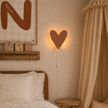 Applique murale en feutre pour chambre d'enfant | cœur - rose